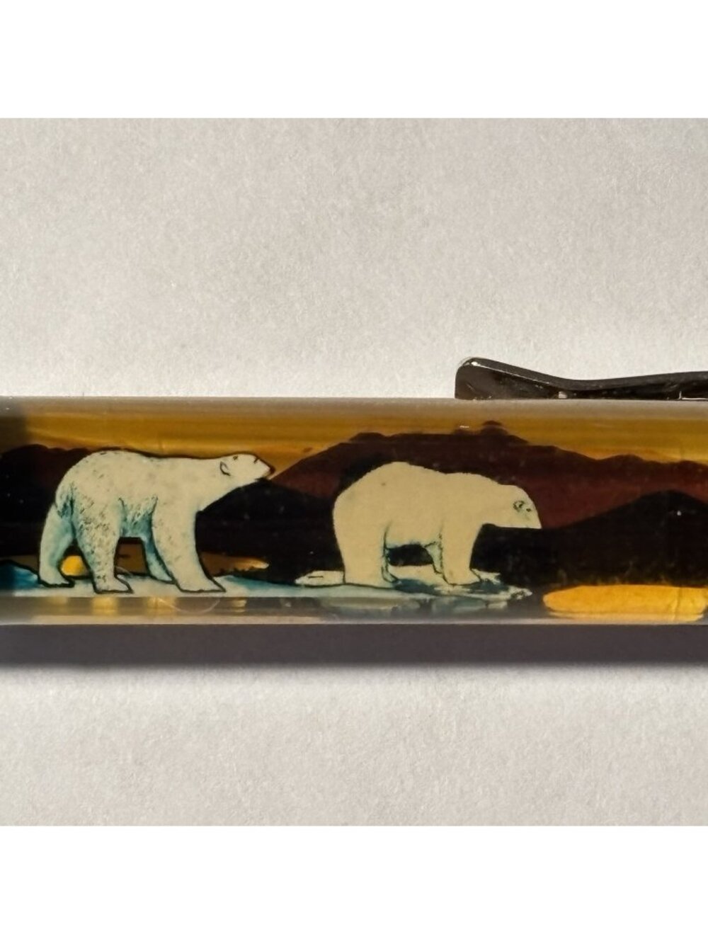 Alaska Floaty Pen Polar Bear Floats on Ice at Sunset Souvenir Promo Vintage
